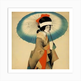 Japanese woman with an umbrella 6 Art Print