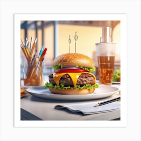 Hamburger On A Plate 163 Art Print