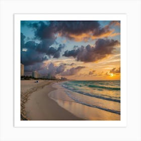 Sunset In Miami Beach Art Print