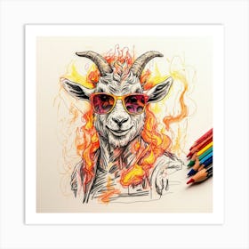 Goat In Flames 32 Art Print