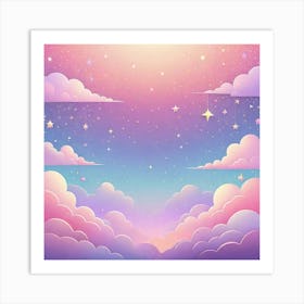 Sky With Twinkling Stars In Pastel Colors Square Composition 288 Art Print