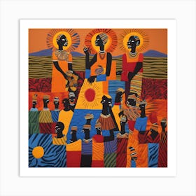 African Quilting Inspired Folk Art, 1218 Art Print