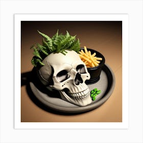 Skull With French Fries Art Print