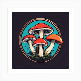 Mushrooms On The Grass Art Print