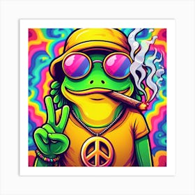 Hippie Frog Art Print