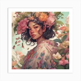 Floral Reverie Portrait Of Nature S Grace (2) Art Print