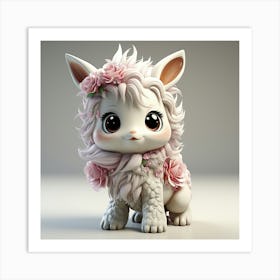 Little Lamb With Flowers Art Print