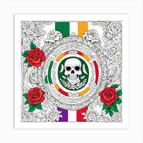 Mexican Skull And Roses Art Print