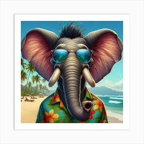 Elephant On The Beach 1 Art Print