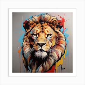Pop Art graffiti Lion Art Print