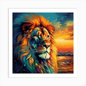 Lion At Sunset 1 Art Print