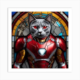 Cat, Pop Art 3D stained glass cat superhero limited edition 16/60 Art Print