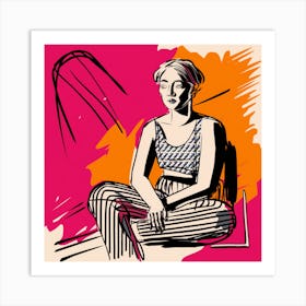 Woman Sitting On A Bench Art Print