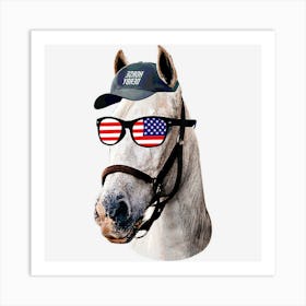 Trending Funny Horse Racing Vintage Horse American Flag Art Print