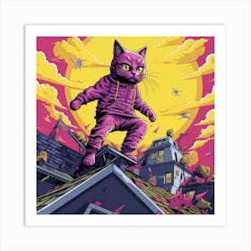 Cat On Roof Art Print