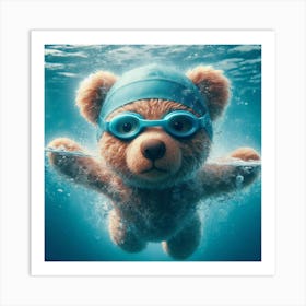 Teddy Bear Swimming 3 Art Print