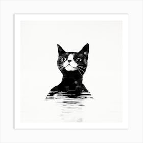 Cat In Water Art Print