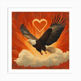 Eagle with Heart-shaped Cloud 6 Art Print