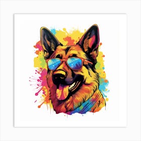 German Shepherd Dog With Sunglasses Art Print