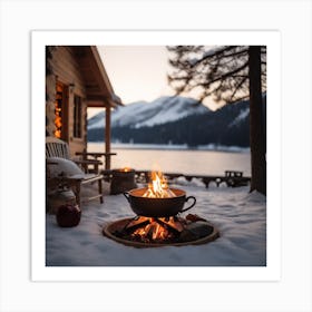 Fire Pit In The Snow Art Print