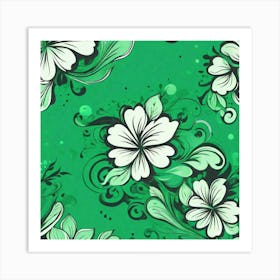 Green Floral Pattern Art Print