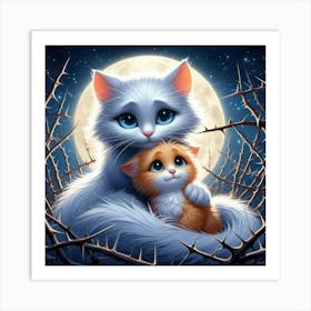 Cat And Kitten 1 Art Print