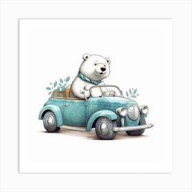 Polar Bear In Car Art Print