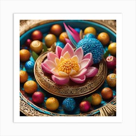 Lotus Flower On A Plate Art Print