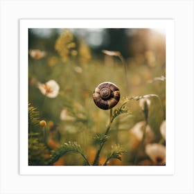 Snail In A Field Art Print