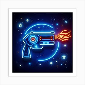 Neon Gun Icon Art Print