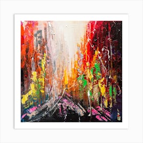 Avenue Abstract City Oil painting by Liubov Kuptsova Art Print