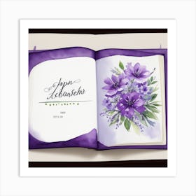 Purple Flowers In A Book Art Print