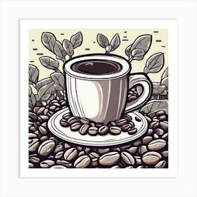 Coffee Cup With Coffee Beans 13 Art Print