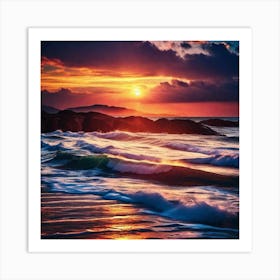 Sunset At The Beach 267 Art Print