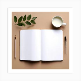 Mock Up Blank Pages Open Book Spread Unmarked Writable Notebook Journal White Clean Min (18) Art Print