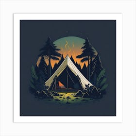 Tent In The Woods Art Print