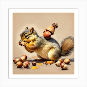 Squirrel With Nuts 1 Art Print