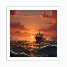 Sunset On The Ocean 1 Art Print