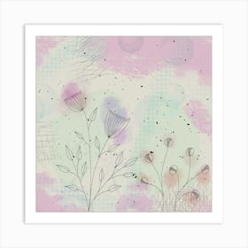 Flowers Nature Meadow Background Art Print