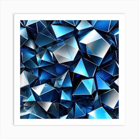 Abstract Blue Triangles Art Print