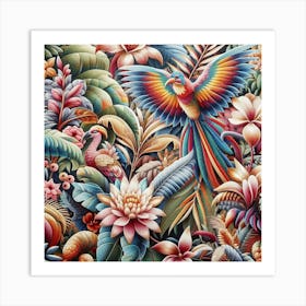 Tropical Parrots Art Print