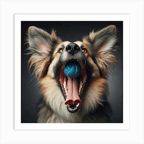 Dog With Ball Art Print