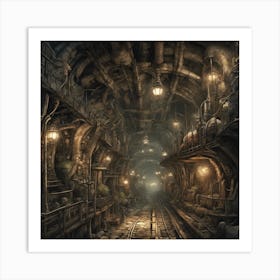 444389 An Underground City, Filled With Steam Powered Tra Xl 1024 V1 0 Art Print