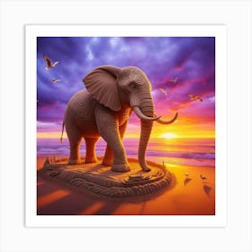 Elephant In The Sand Art Print