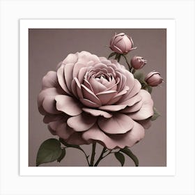 Aesthetic style, Large mauve rose flower Art Print