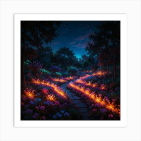 Fairy Garden At Night Art Print