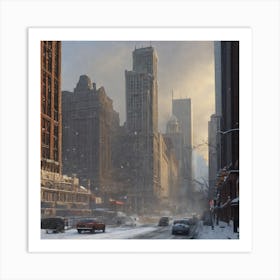 Cityscape In Winter Art Print