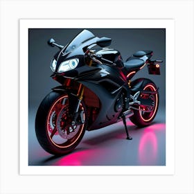 Sleek Super Bike With Neon Underglow And Carbon Fiber Panels 1 Art Print