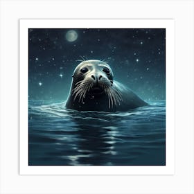 Seal At Night Art Print