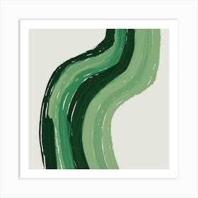 Green Wavy Line Art Print